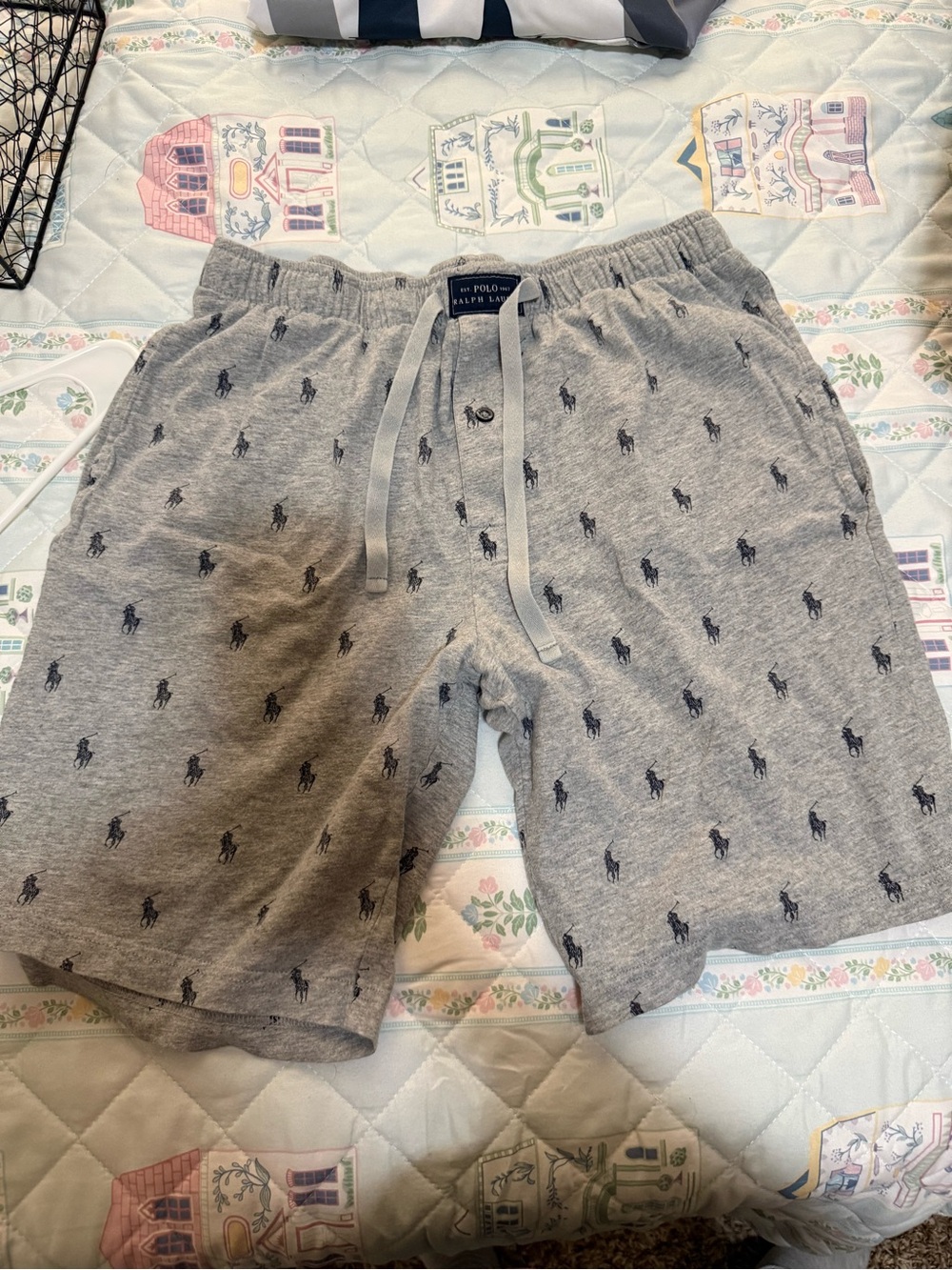 Polo by Ralph Lauren Gray Athletic Mesh-Style Shorts with Navy Pony Logo